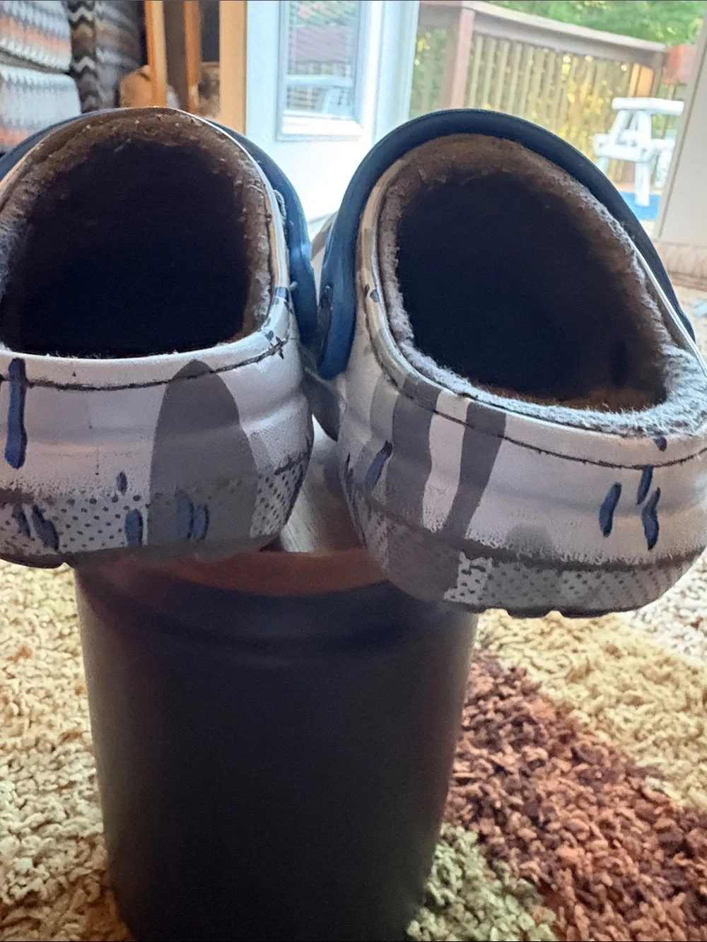 CROCS Kids' Gray Camo Clogs with Blue Strap Accents